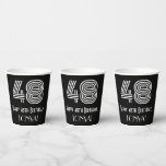 [ Thumbnail: 48th Birthday — Art Deco Inspired Look “48” + Name Paper Cups ]