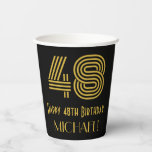 [ Thumbnail: 48th Birthday: Art Deco Inspired Look “48” & Name Paper Cups ]