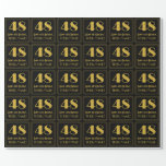 [ Thumbnail: 48th Birthday ~ Art Deco Inspired Look "48", Name Wrapping Paper ]