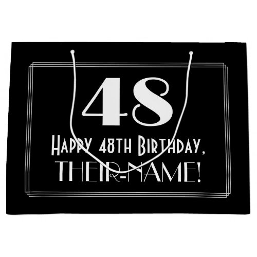 48th Birthday Art Deco Inspired Style 48 Name Large Gift Bag