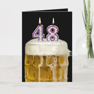 48th Birthday Beer on black Card