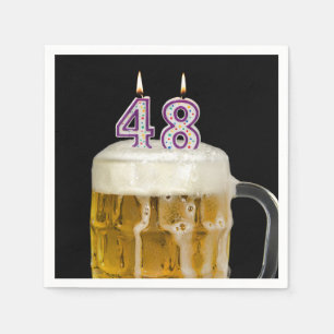 48th Birthday Beer on black Napkins