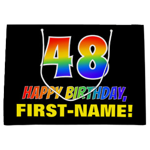 48th Birthday: Bold, Fun, Simple, Rainbow 48 Large Gift Bag