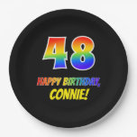 [ Thumbnail: 48th Birthday: Bold, Fun, Simple, Rainbow 48 Paper Plates ]