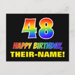[ Thumbnail: 48th Birthday: Bold, Fun, Simple, Rainbow 48 Postcard ]