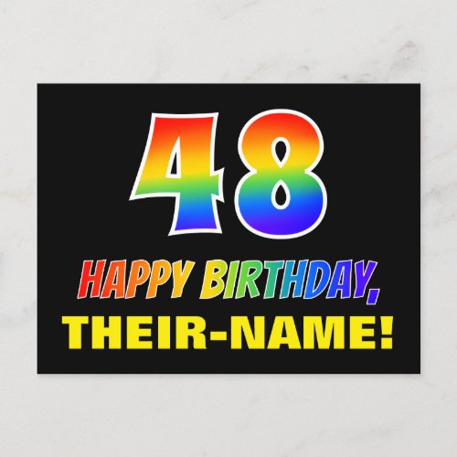 48th Birthday Bold Fun Simple Rainbow 48 Postcard