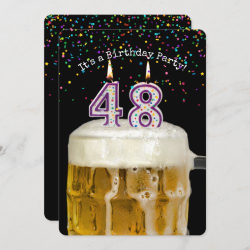 48th Birthday Candle Party Invitation