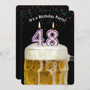 48th Birthday Candle Party Invitation