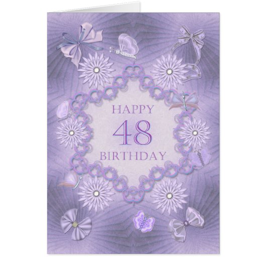 48th birthday card with lavender flowers (Front)