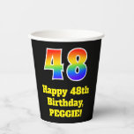 [ Thumbnail: 48th Birthday: Colorful, Fun, Exciting, Rainbow 48 Paper Cups ]