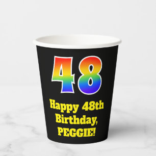 48th Birthday: Colorful, Fun, Exciting, Rainbow 48 Paper Cups