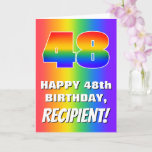 [ Thumbnail: 48th Birthday: Colorful, Fun Rainbow Pattern # 48 Card ]