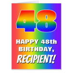 [ Thumbnail: 48th Birthday: Colorful, Fun Rainbow Pattern # 48 Card ]