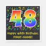 [ Thumbnail: 48th Birthday - Colorful Music Symbols, Rainbow 48 Napkins ]