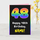 [ Thumbnail: 48th Birthday: Colorful Rainbow # 48, Custom Name Card ]