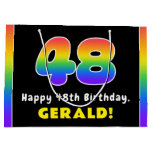 [ Thumbnail: 48th Birthday: Colorful Rainbow # 48, Custom Name Gift Bag ]