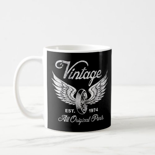 48th Birthday Est 1974  Vintage Motorcycle Wheel  Coffee Mug