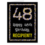 [ Thumbnail: 48th Birthday: Floral Flowers Number “48” + Name Card ]
