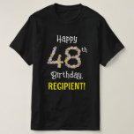 [ Thumbnail: 48th Birthday: Floral Flowers Number “48” + Name T-Shirt ]