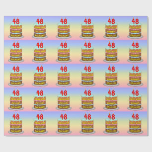 48th Birthday: Fun Cake and Candles + Custom Name Wrapping Paper