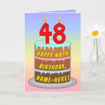 [ Thumbnail: 48th Birthday — Fun Cake & Candles, W/ Custom Name Card ]