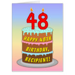 [ Thumbnail: 48th Birthday: Fun Cake & Candles, W/ Custom Name Card ]