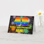 [ Thumbnail: 48th Birthday: Fun, Colorful Celebratory Fireworks Card ]