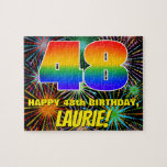 [ Thumbnail: 48th Birthday: Fun, Colorful Celebratory Fireworks Jigsaw Puzzle ]