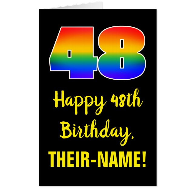 48th Birthday: Fun, Colorful, Happy, Rainbow # 48 Card (Front)