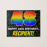 [ Thumbnail: 48th Birthday — Fun, Colorful Music Symbols & “48” Jigsaw Puzzle ]