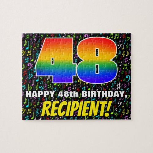 48th Birthday â Fun Colorful Music Symbols  âœ48â Jigsaw Puzzle