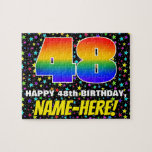 [ Thumbnail: 48th Birthday — Fun, Colorful Star Field Pattern Jigsaw Puzzle ]
