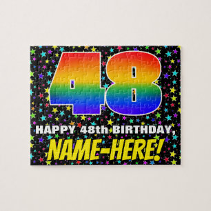 48th Birthday — Fun, Colorful Star Field Pattern Jigsaw Puzzle