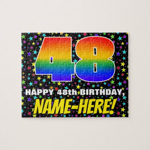 48th Birthday  Fun Colorful Star Field Pattern Jigsaw Puzzle