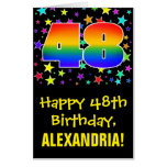 [ Thumbnail: 48th Birthday: Fun, Colorful Stars + Rainbow # 48 Card ]