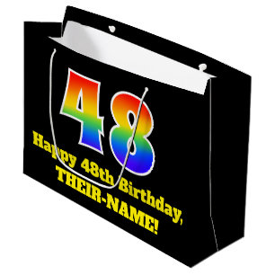 48th Birthday ~ Fun, Colorful, Vibrant, Rainbow 48 Large Gift Bag