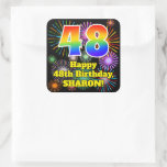 [ Thumbnail: 48th Birthday: Fun Fireworks Look, Rainbow # 48 Sticker ]