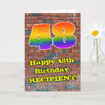 [ Thumbnail: 48th Birthday: Fun Graffiti-Inspired Rainbow 48 Card ]