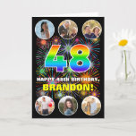 [ Thumbnail: 48th Birthday: Fun Rainbow #, Custom Name & Photos Card ]
