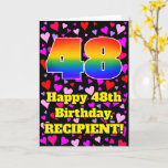 [ Thumbnail: 48th Birthday: Loving Hearts Pattern, Rainbow # 48 Card ]