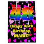 [ Thumbnail: 48th Birthday: Loving Hearts Pattern, Rainbow # 48 Gift Bag ]