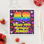 [ Thumbnail: 48th Birthday: Loving Hearts Pattern, Rainbow # 48 Napkins ]