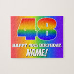 [ Thumbnail: 48th Birthday — Multicolored Rainbow Pattern “48” Jigsaw Puzzle ]