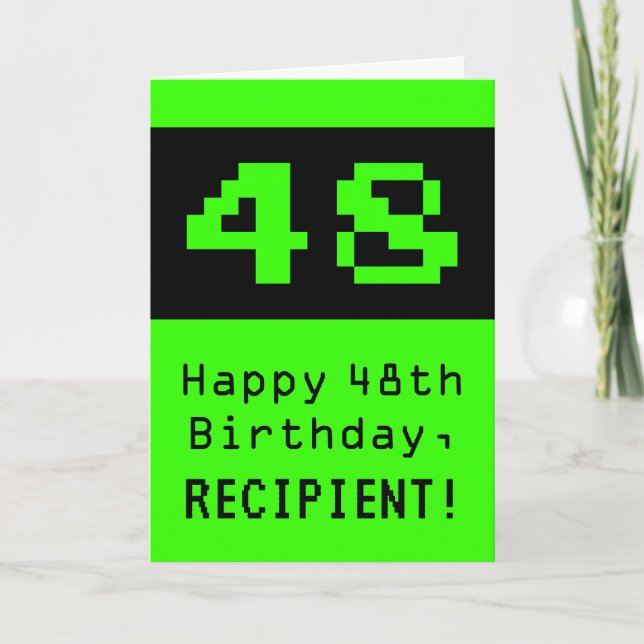 48th Birthday: Nerdy / Geeky Style "48" and Name Card (Front)