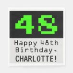 [ Thumbnail: 48th Birthday - Nerdy / Geeky Style "48" & Name Napkins ]