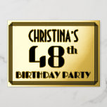 [ Thumbnail: 48th Birthday Party: Art Deco Look “48” and Name Invitation ]