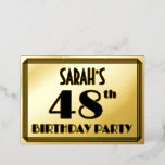 [ Thumbnail: 48th Birthday Party — Art Deco Look “48” + Name Invitation ]