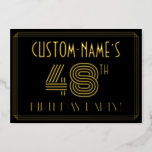 [ Thumbnail: 48th Birthday Party — Art Deco Style “48” + Name Invitation ]