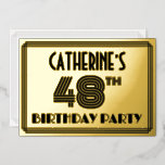 [ Thumbnail: 48th Birthday Party — Art Deco Style “48” & Name Invitation ]