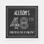 [ Thumbnail: 48th Birthday Party: Art Deco Style + Custom Name Napkins ]